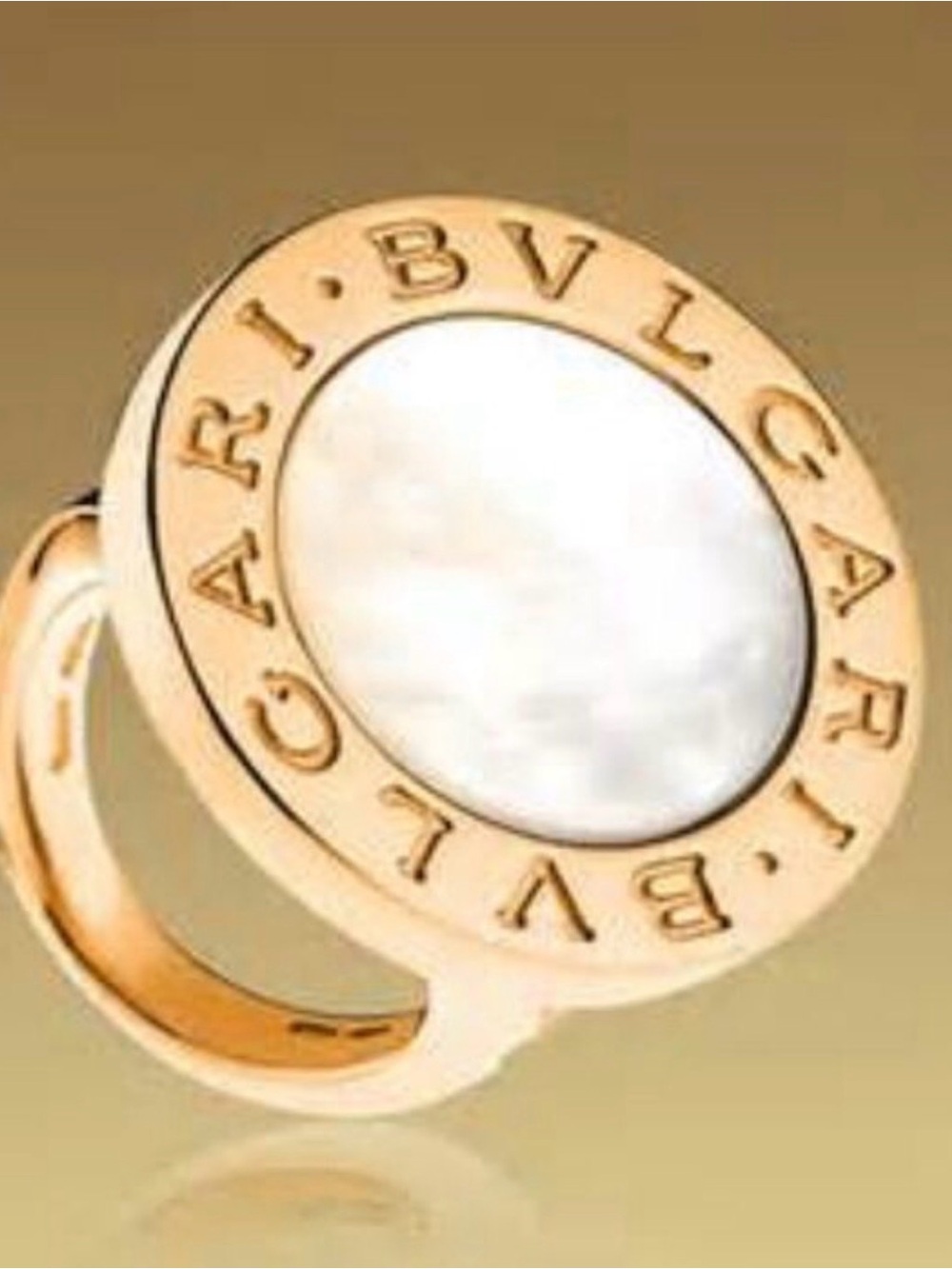 Bulgari Gold Ring with Mother-of-Pearl Center